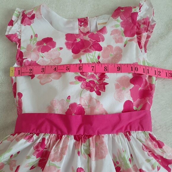 Gymboree Girl's 7 White Pink Floral Back Bow Cotton Easter Spring Dress - Picture 10 of 12
